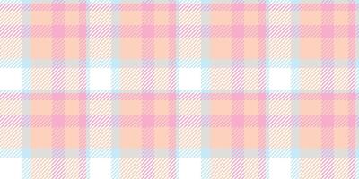 Pastel pink, peach, and light blue plaid pattern. Ideal for textile design, branding, or website backgrounds. Soft, delicate aesthetic conveys gentleness and femininity. vector