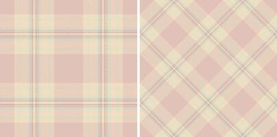 Two delicate pastel plaid patterns, perfect for textile design, fashion, or website backgrounds. Soft pink and cream hues create a gentle, feminine aesthetic. vector