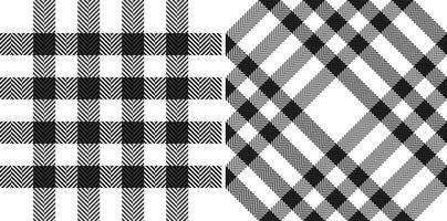 Stylish monochrome herringbone and plaid patterns. Perfect for textile design, fashion, website backgrounds, or packaging. vector