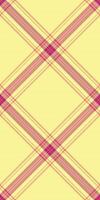 Vibrant diagonal plaid pattern in pastel yellow and pink hues. Ideal for textile design, fashion, website backgrounds, or any project needing a cheerful, modern texture. vector
