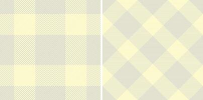 Elegant pastel yellow and gray plaid and diamond patterns. Perfect for textile design, website backgrounds, stationery, or packaging. Versatile, subtle textures add sophistication to any project. vector