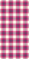 Unique seamless plaid pattern, filigree tartan fabric. Composition textile background texture check in pink and red colors. vector