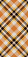Coloured textile tartan check, 20s fabric plaid texture. Fit pattern background seamless in gainsboro and orange colors. vector