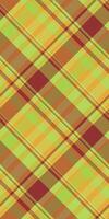 Vibrant diagonal plaid pattern in lime green, orange, and maroon. Perfect for textile design, website backgrounds, or fashion projects. vector