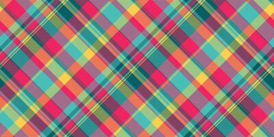 Vibrant tartan pattern background. Colorful intersecting lines create a classic plaid design. Perfect for textile design, fashion, and abstract backgrounds. vector
