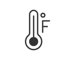 Temperature in Fahrenheit, symbolized by a simple thermometer icon. Concept weather, health, science. Use for apps, web, infographics, presentations. vector