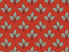 Seamless terracotta pattern featuring stylized sprigs of leaves. Elegant and minimalist design perfect for textile prints, wallpaper, branding, or website backgrounds. vector