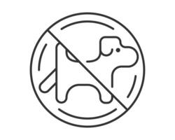 Restricted pets icon. Minimalist line art. Concept of prohibition, petfree area, no dogs allowed. Signage for public spaces, parks, buildings. Clear message. vector
