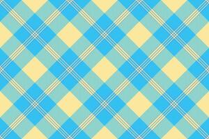 Classic plaid pattern in vibrant turquoise and soft yellow. Seamless texture ideal for backgrounds, textiles, or graphic design projects. Versatile, eyecatching. vector
