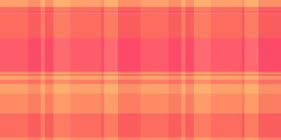 Throw tartan fabric, shape texture textile plaid. Rose background check pattern seamless in red and orange colors. vector