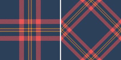 Vibrant coral navy plaid patterns. Perfect for textile design, fashion, home decor, and website backgrounds. Two distinct styles offer versatile options for your projects. vector