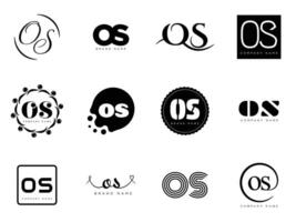 OS logo company template. Letter o and s logotype. Set different classic serif lettering and modern bold text with design elements. Initial font typography. vector