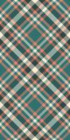 Elegant teal, coral, and cream plaid pattern. Perfect for textile design, apparel, home decor, or website backgrounds. Subtle herringbone texture adds depth and sophistication. vector