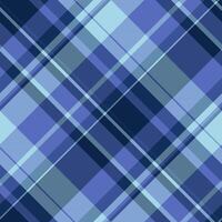 Seventies pattern background check, revival texture plaid textile. Repeat seamless fabric tartan in blue and light colors. vector