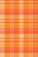 Vibrant orange and peach plaid pattern. Perfect for textile design, fall fashion, autumnal backgrounds, or website textures. This cheerful, seamless design evokes warmth and energy. vector