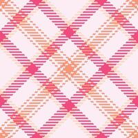 Vibrant pink and peach plaid pattern. Ideal for textile design, fashion, and website backgrounds. vector