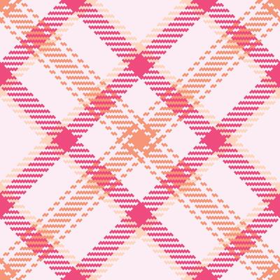 Vibrant pink and peach plaid pattern. Ideal for textile design, fashion, and website backgrounds.