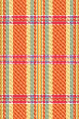 Vibrant summer plaid pattern in warm orange, yellow, and teal hues. Perfect for textile design, fashion, or website backgrounds. This cheerful, textured image evokes feelings of warmth and energy.