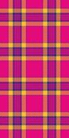 Magazine check background tartan, thin pattern fabric texture. Fuzzy textile plaid seamless in mexican pink and amber colors. vector