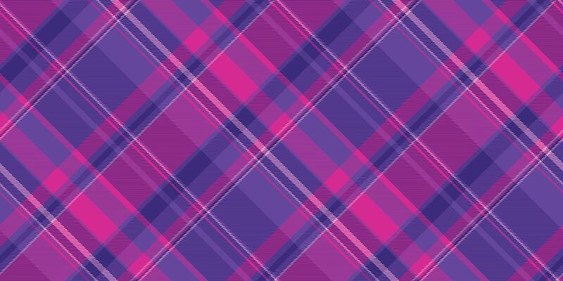 Vibrant purple pink plaid pattern. Seamless, diagonal lines create a modern tartan design. Ideal for backgrounds, textiles, or abstract concepts.