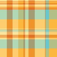 Warm, inviting plaid design with soft orange, gold, and teal hues. Perfect for backgrounds, textiles, and retrothemed projects. Versatile, modern aesthetic. vector