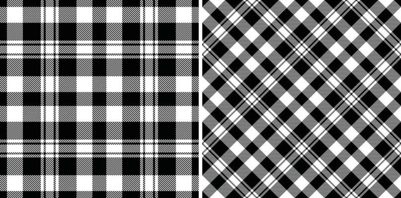 Classic black and white plaid patterns, perfect for textile design, fashion, or website backgrounds.
