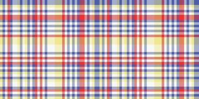 Vibrant pastel plaid pattern in yellow, blue, red gray. Perfect for textile design, fashion, websites, packaging, and more. This cheerful, repeating texture evokes feelings of warmth and nostalgia. vector