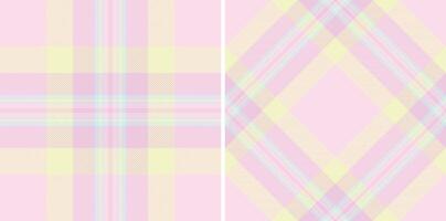Pastel pink and yellow plaid patterns, perfect for textile design, website backgrounds, or scrapbooking. These soft, delicate textures evoke feelings of sweetness and femininity. vector