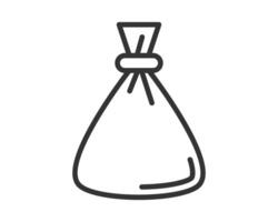 Simple sack icon. Minimalist black line art represents bag or pouch. Use for storage, packaging, or finance concepts. illustration element. Versatile graphic. vector