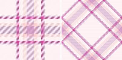 Elegant pastel pink and fuchsia plaid patterns, perfect for textile design, fashion, or website backgrounds. These versatile seamless textures offer a sophisticated, feminine aesthetic. vector