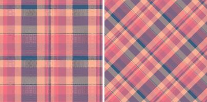 Dual pastel plaid patterns. Soft, muted coral and dusty rose hues create a versatile design perfect for fashion, home decor, or web design. vector