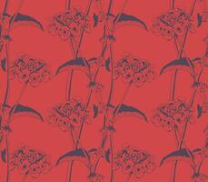 Elegant floral pattern in deep red and navy. Intricate line art depicts blooming flowers, creating a sophisticated and versatile design perfect for textile prints, wallpaper, or website backgrounds. vector
