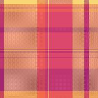 Vibrant plaid pattern in warm, sunset hues. Perfect for textile design, fashion, or branding projects. This seamless texture evokes feelings of warmth, comfort, and autumnal charm. vector