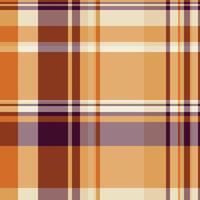 Warm plaid pattern with orange, beige, and brown hues. Textile background evoking comfort and autumn. Great for design, web or print projects. vector