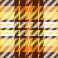 Vibrant autumnal plaid pattern in warm oranges, yellows, and browns. Perfect for fallthemed designs, textile prints, or website backgrounds. vector