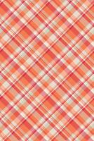 Household texture plaid tartan, show textile fabric seamless. Menu check pattern background in orange and red colors. vector
