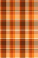 Advertisement check plaid fabric, industrial pattern textile. Yard tartan background seamless texture in orange and wheat colors. vector