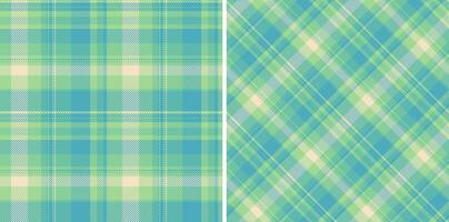 Pair of pastel green and blue plaid patterns. Perfect for textile design, scrapbooking, web backgrounds, or fashion projects. vector