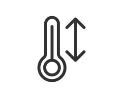 Symbolic minimalist illustration. Thermometer icon with up and down arrows, suggesting temperature fluctuations. Useful for weather, healthcare, or datadriven design projects. vector