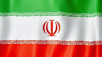 Iran flag waving gently with soft flowing motion, green white red stripes rippling in breeze, centered emblem shifting slightly, calm realistic animation video