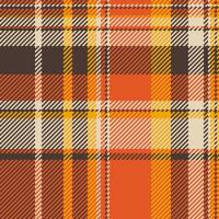 Vibrant autumnal plaid pattern. Warm orange, brown, and beige hues create a cozy, textured design perfect for fallthemed projects, fashion, or website backgrounds. vector