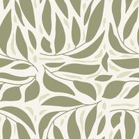 Abstract leaves seamless pattern. Hand drawn background. Fashionable template for design. vector