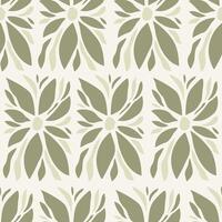Abstract green flowers seamless pattern. Trendy hand drawn background. Fashionable template for design. vector