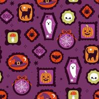 Halloween spooky pattern with ghosts and pumpkins vector