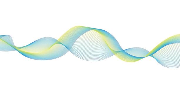 Blue and Green Abstract Wave Background, Smooth Gradient Lines on White vector