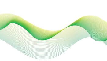 Abstract Green Wave Lines. Smooth Gradient Flow on White Background vector