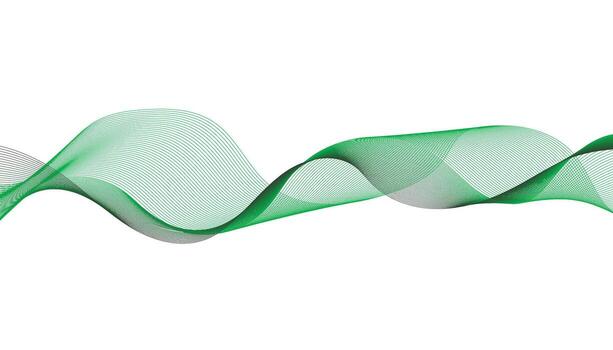 Green Wave Abstract Background, Smooth Curved Lines on White vector