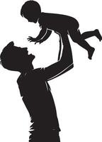 man Father Lifting Baby Boy Playfully Happy Family Bonding Silhouette vector