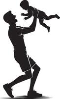 silhouette of a man Father Lifting Baby Boy Playfully Joyful Family Silhouette vector