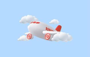 3d Airplane flying in clouds. vector
